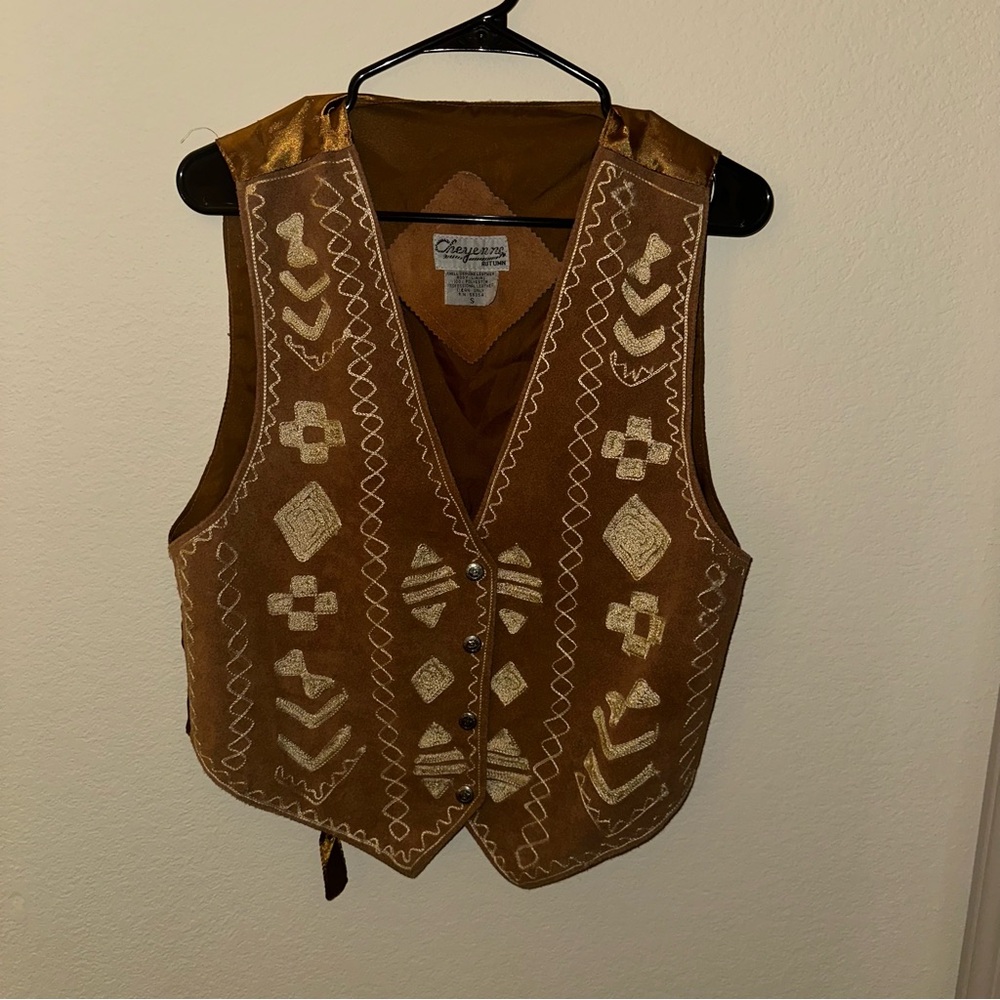 Vintage Cheyenne Autumn Tan and Cream Suede Vest - Picture 5 of 5